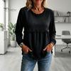 Autumn Outfit Women Fall O-Neck Shirt, Loose Fit Casual Fringe Blouse, Solid Long Sleeve Pullover Color Ruffle Top with Tassels Shirt