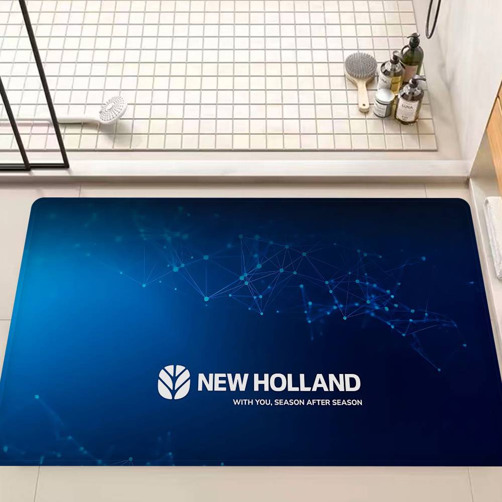 New H-holland Logo Room Mats Anti-slip Absorb Water Long Strip Cushion Bedroon Mat Household Carpets