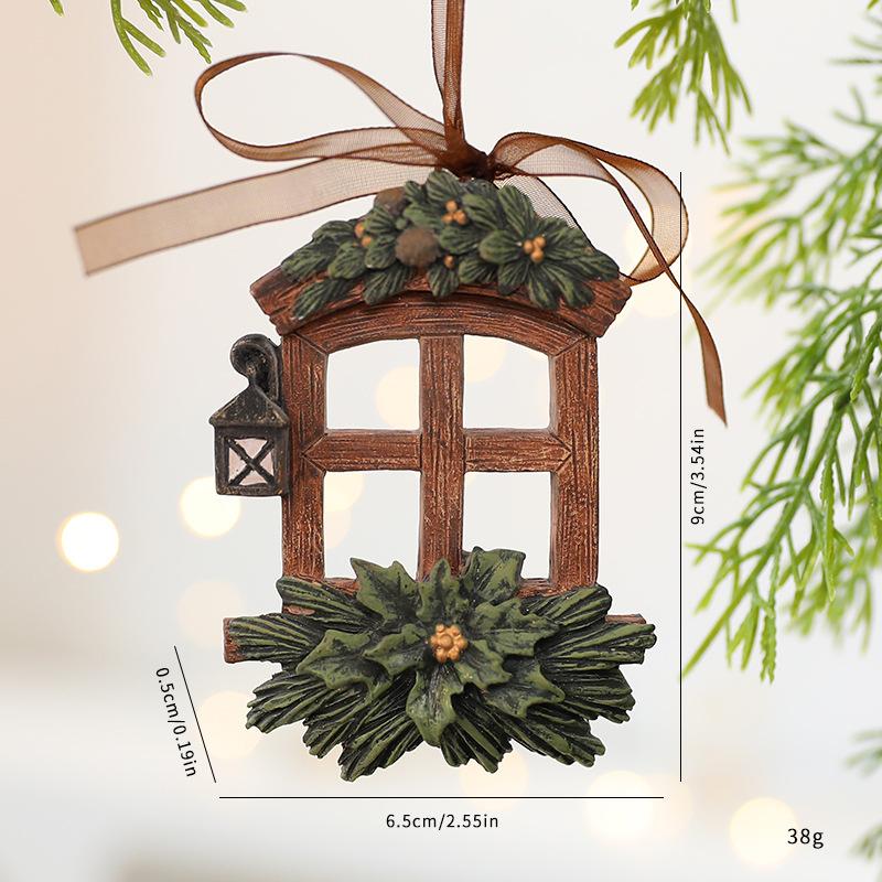 Vintage Christmas Ornaments Set, 3D Resine Bell & Tree Hanging Decor with Classic Design for Xmas Tree, Home, Gift