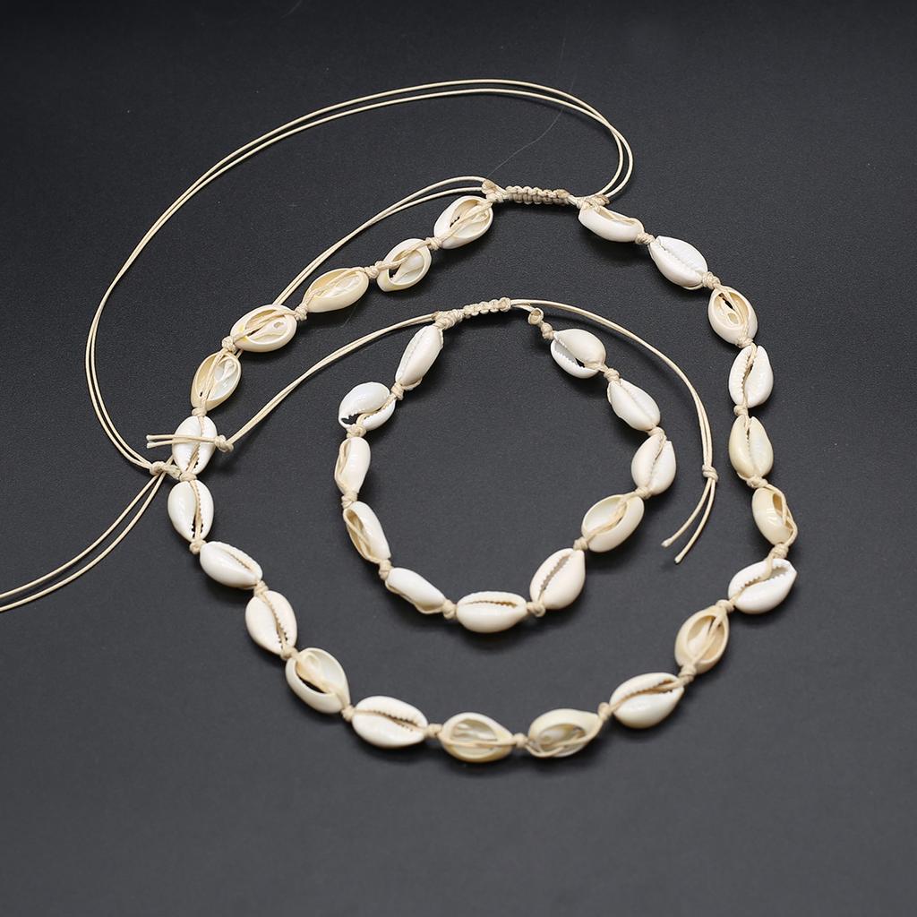 Natural Conch Shell Necklace 45cm White Beads Bracelet 19cm for DIY Women Exquisite Jewelry Elegant Party Accessories Gifts
