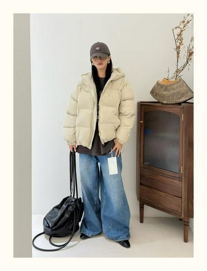 Winter Korean Style Loose Plus Size Casual Padded Cotton Hooded Jacket