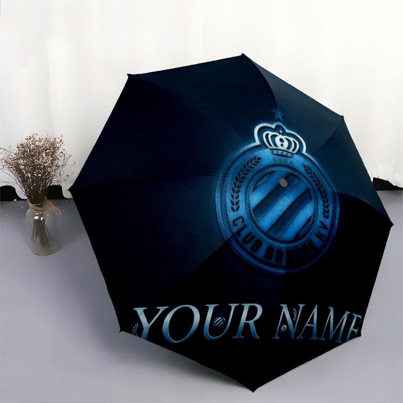 1 PC Automatic Folding Umbrella - Club Brugge KV Custom Name Pattern, Portable & Foldable Design with 8 Ribs, Christmas Birthday Gifts