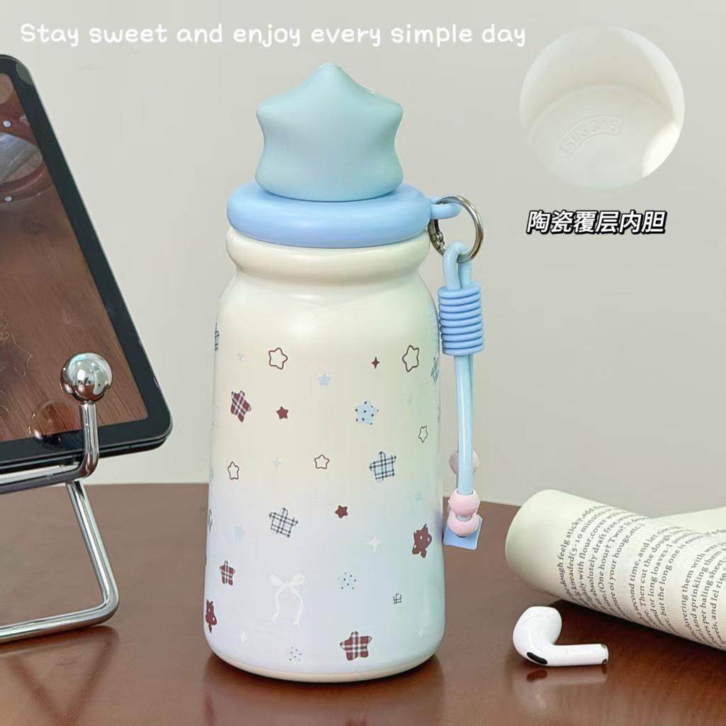 Student Cute Ins Style High Value Thermos Cup Portable Portable Portable Cup Simple Girls Tea Warehouse Niche Straw Cup