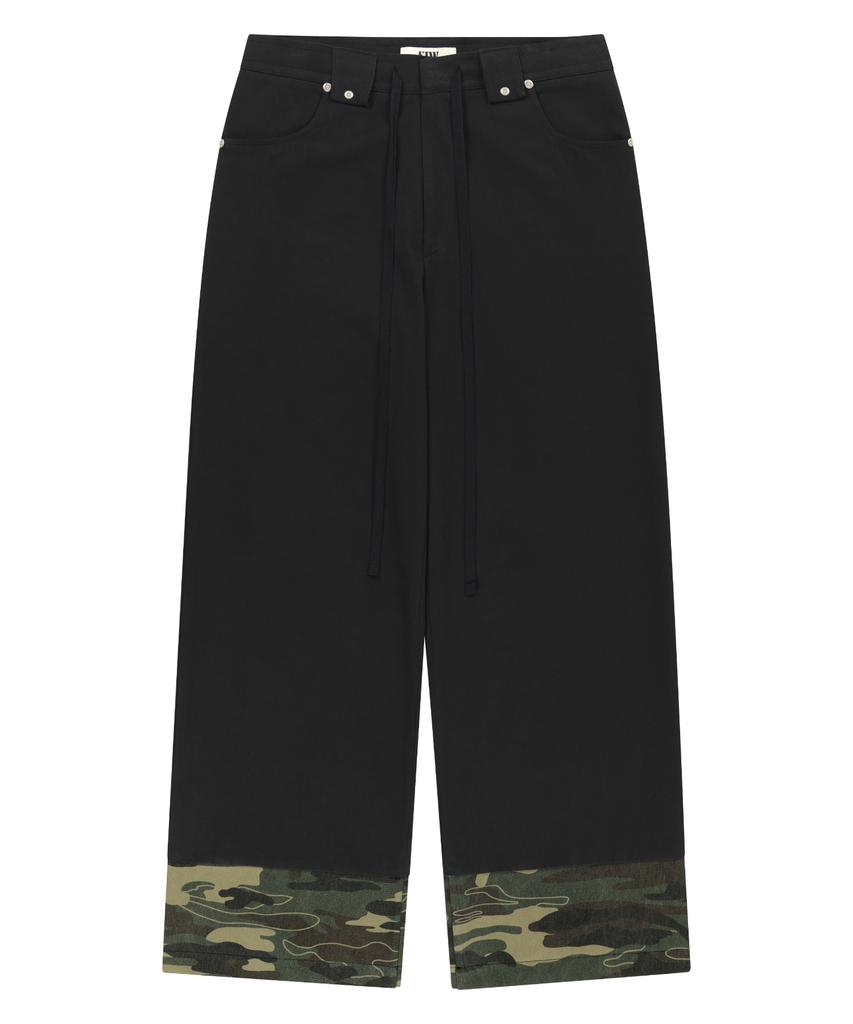 Podeowedeo Camo Color Block Wide Pants (Black)