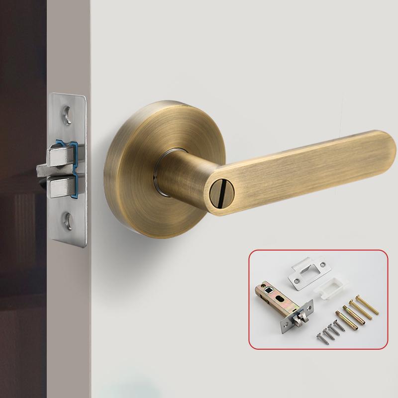 Door Handle Door Lock High-Grade Zinc Alloy Replacement Spherical Lock Bedroom Bathroom Three-Bar Door Lock Hardware