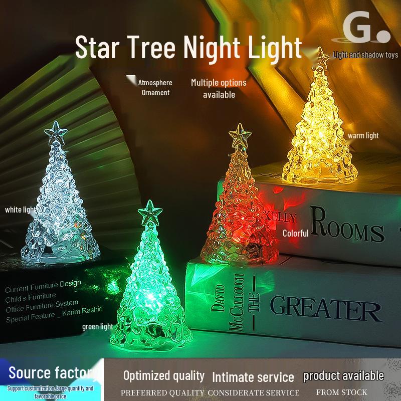 Mini LED Star Tree Night Light: Christmas Ornament & Ambient Lamp