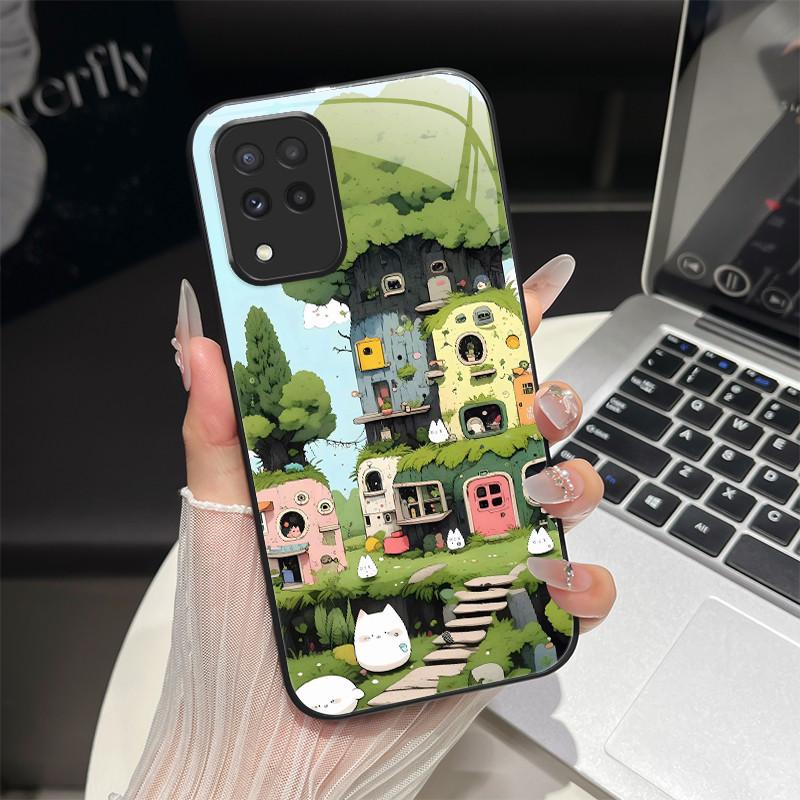 For Samsung M33 M53 Phone Case Trendy Fantasy Design Tempered Glass Hard Bumper For Galaxy M 33 M 53 Full Protection Back Covers