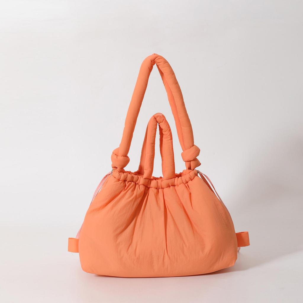Women's Puffy Drawstring Shoulder Bag: Large Capacity Down-Filled Nylon Crossbody Cloud Bag