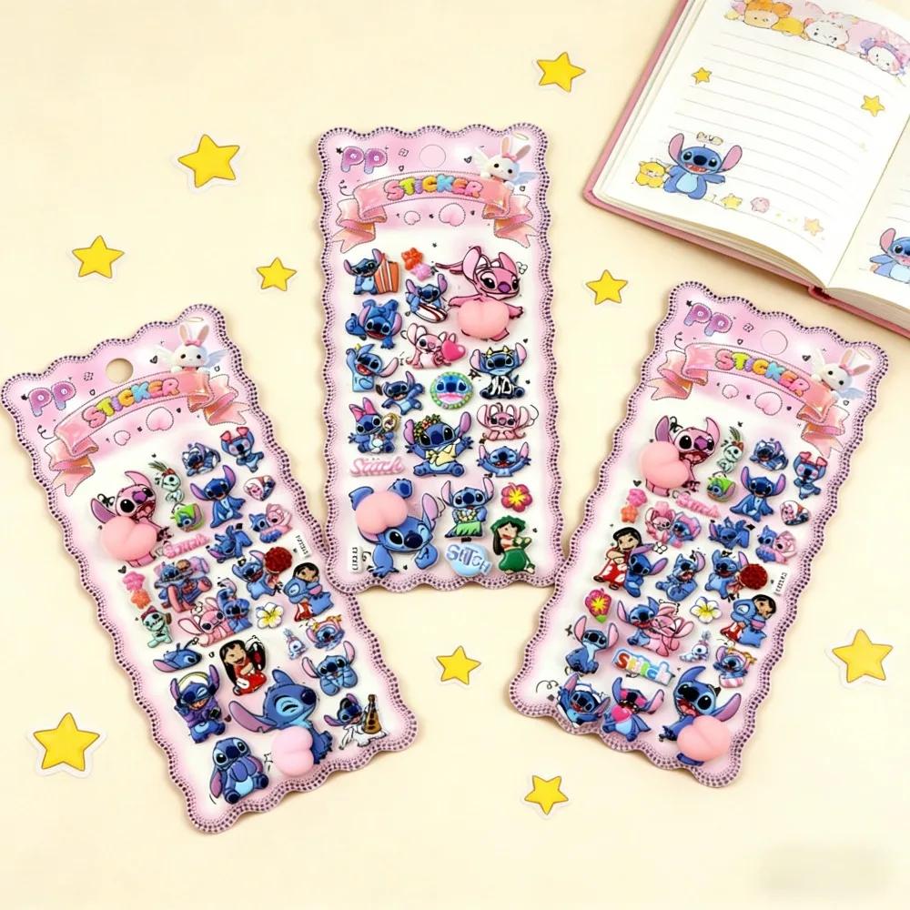 Disney Stitch Soft Pinched Happy Buttocks Sticker Children's Decompression 3D Bubble Sticker Phone Case Decoration Sticker