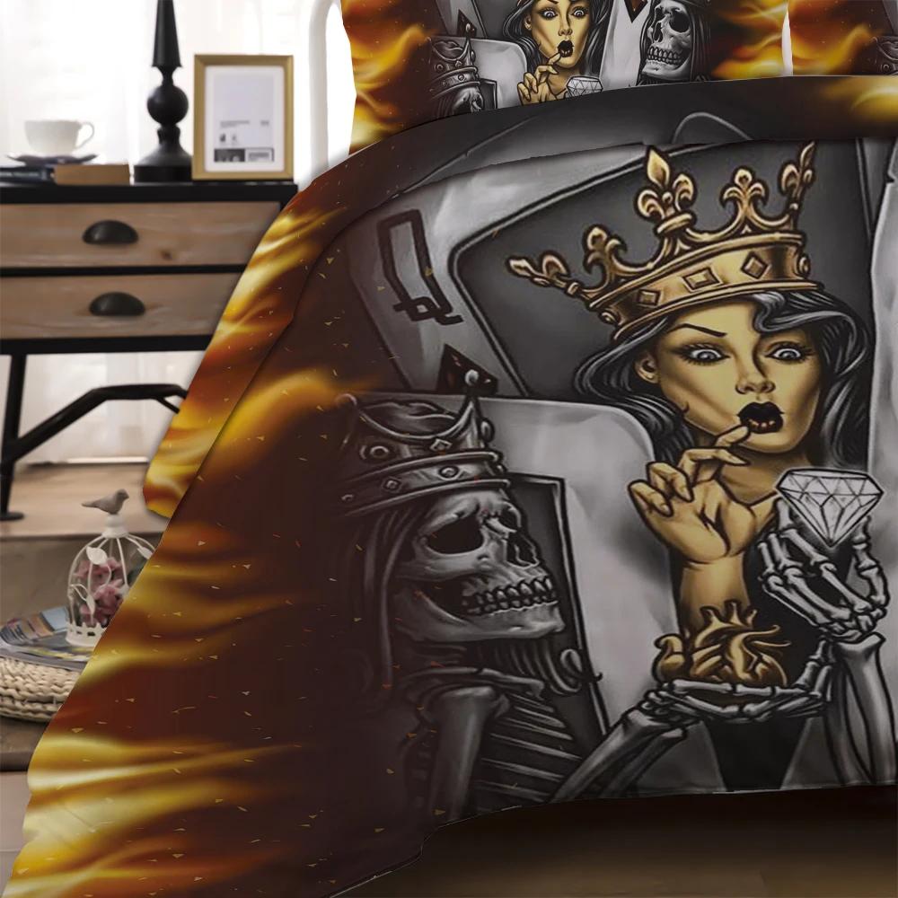 Totenkopf Bettwäsche Diamant Queen Bettdeckenset Luxus Bettwäsche 3D Totenkopf Bettbezug Set Super King Queen Bettdecken und Bettwäschesets