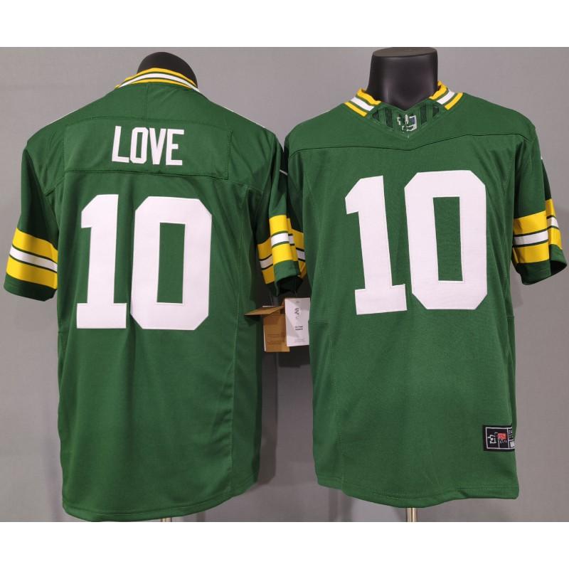 Green Bay Packers 10 Love Custom Embroidered Rugby Jersey Men Women Fans