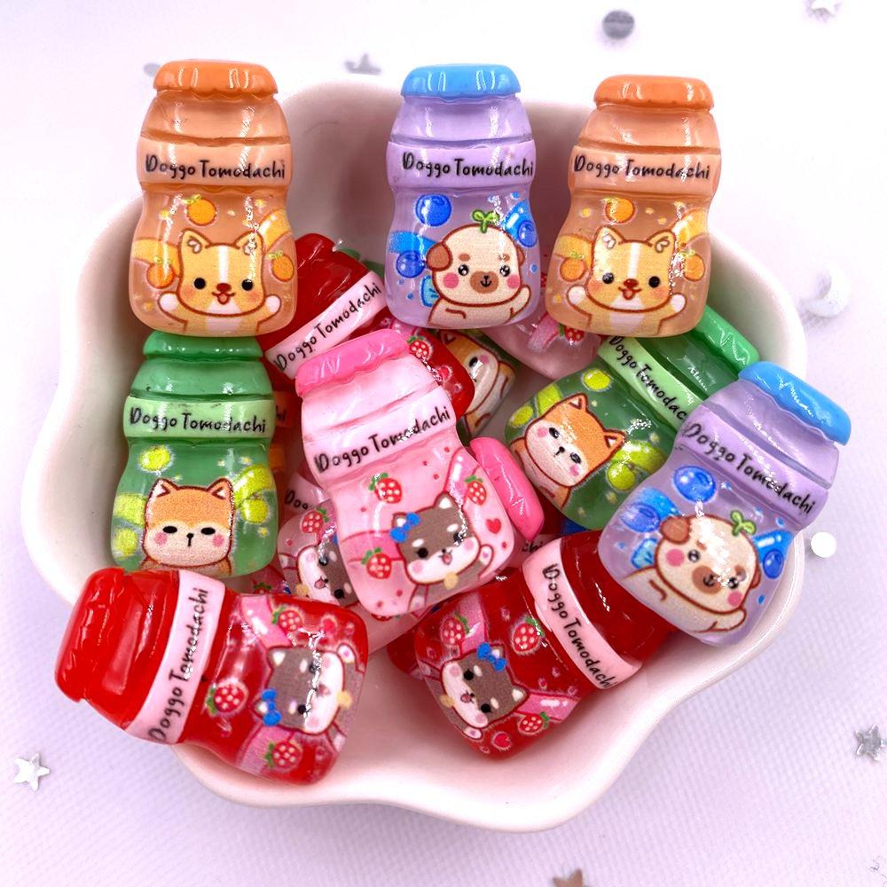 

10 шт., кавайная красочная мини-мультяшная бутылка для фруктового напитка из смолы для скрапбукинга, фигурка с плоской задней частью, аксессуары, сделай сам, домашний декор, поделки