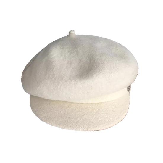 Women Beret Hat Solid Color Dome Top Style Painter Hat with Short Brim Warm Headwear Winter Fashion Accessory