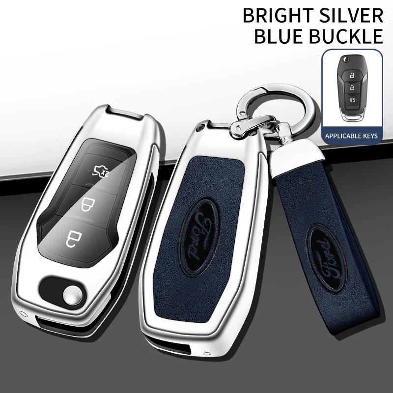 Car Sticker Hot For Ford New 3 Button Leather Car Remote Key Case Cover Shell Protection Bag For Ford Figo Mondeo 5 Ecosport Pum