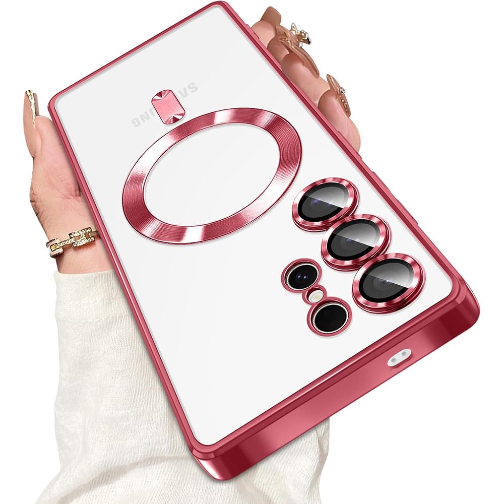 Luxus Magnetische Für Magsafe Hülle Für Samsung Galaxy S25 Edge S24 S23 S21 FE Plus Ultra Glitzer Beschichtung Silikonhülle Klar Weich