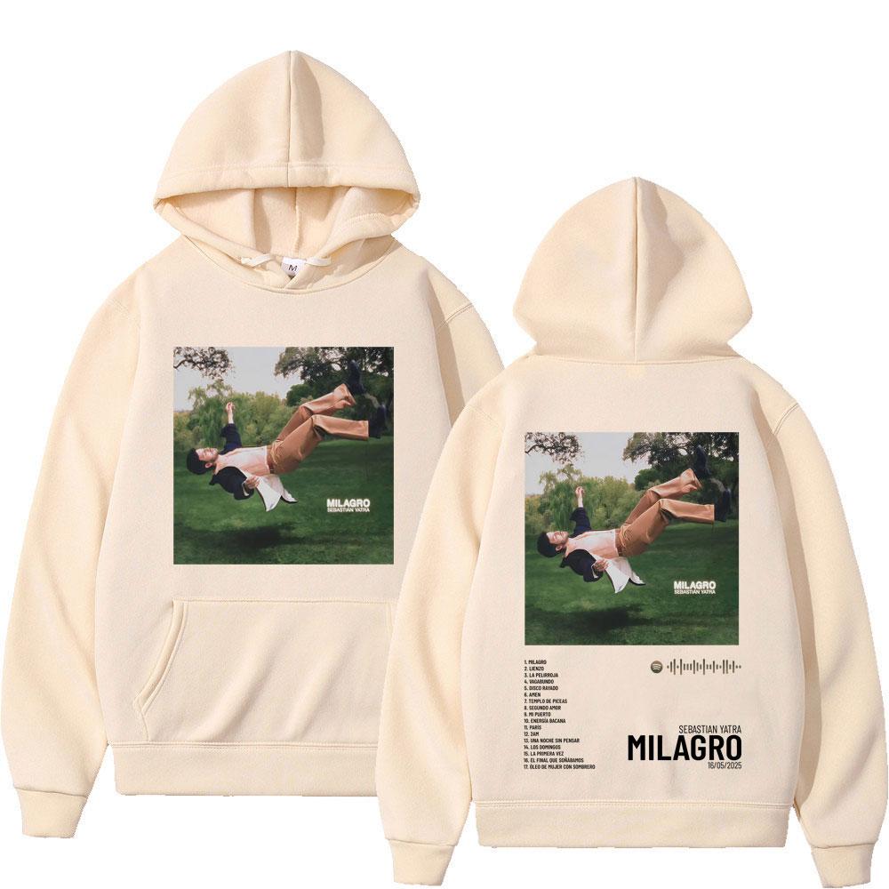 Singer SEBASTIAN YATRA Milagro 2025 Graphics Hoodie Men Women High Quality Pullover Long-sleeved Casual Fashion Sweatshirts Top