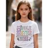 European Size Girls Round-neck Short-sleeved T-shirt with Unique English Patterns MIDDLE SISTER