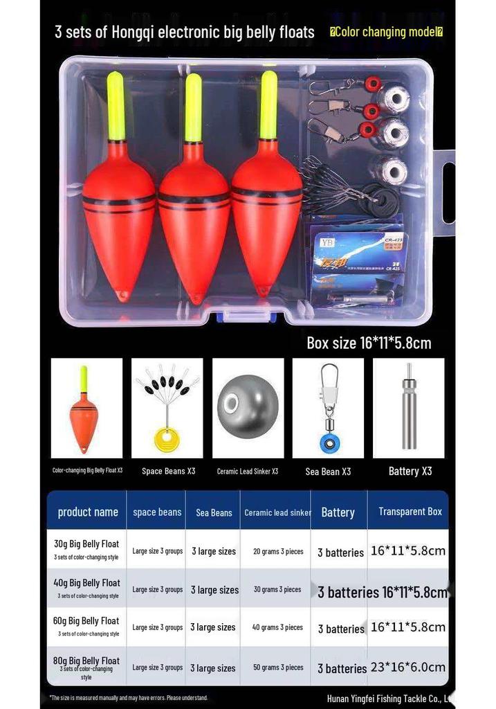Luminous Color-Changing Big Belly Float Set for Carp Sea Fishing