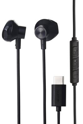 Elecom Wired Earphones with Durable and No Control Compatible with iPhone Black Type-C In-Ear (Semi-Open Type) Cable, Break-Resistant, Audio/Video
