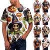 Halloween All Over Print T Shirt, Cute Pumpkin Graphic Tee for Women Men