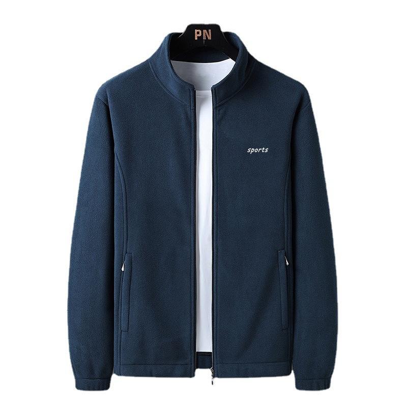 Autumn and Winter Warm Lamb Wool Middle-aged Men's Stand-up Collar Fleece Sweater Men's Thickened Father's Clothing