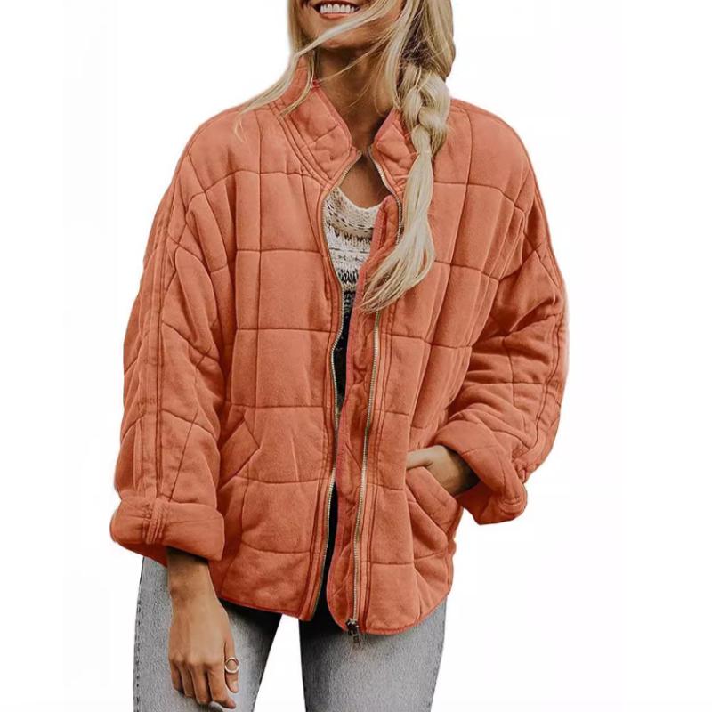 

Women Autumn and Winter Cotton Jacket Casual Solid Coats Loose Pocket Cotton Jackets Warm Winter Outwear for Women XS помаранчевий