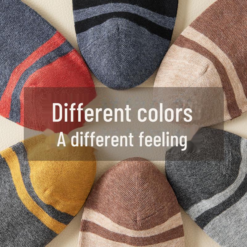 Zhuji Men's Mid-Tube Pure Cotton Socks - Double Needle, Sweat-Absorbent, Breathable, Black, All-Season Business Wear.