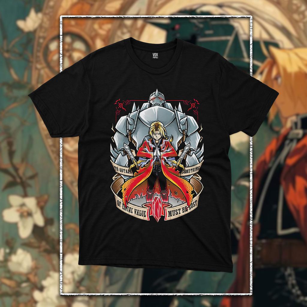 Fullmetal Alchemist T-Shirt Brotherhood Alphonse Elric Black Shirt Tee All Size Graphic T Shirts Y2k Women Men Oversized Clothes
