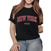Damen Neues York LA Grafik Lässiges Kurzarm Rundhals T-Shirt