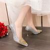 Silver wedding shoes two wear high heels single shoes women's 2025 new French champagne rhinestone show he wedding shoes