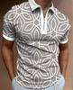 Short Sleeve Men's Polo Shirt with Lapel Business Casual 3D Geometric Printing Digital Short Sleeve Polo Shirt Summer