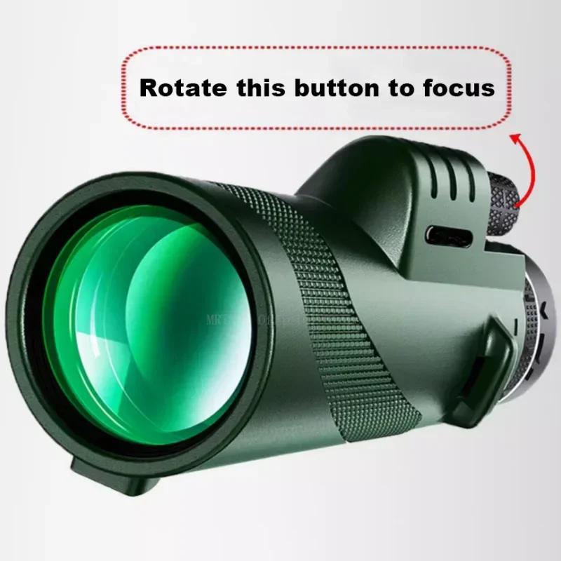 80x100 HD Monokulär för Smartphoneadapter Stativ Teleskop med BAK4 Prisma för Fågelskådning, Jakt, Vandring, Utomhuscamping