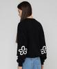Graver [Unisex] Elbow Spray Flower Smile Sweatshirt_Black