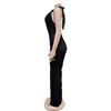 European & American Fashion Women's Solid Color Backless Deep V Pleated Halter Jumpsuit