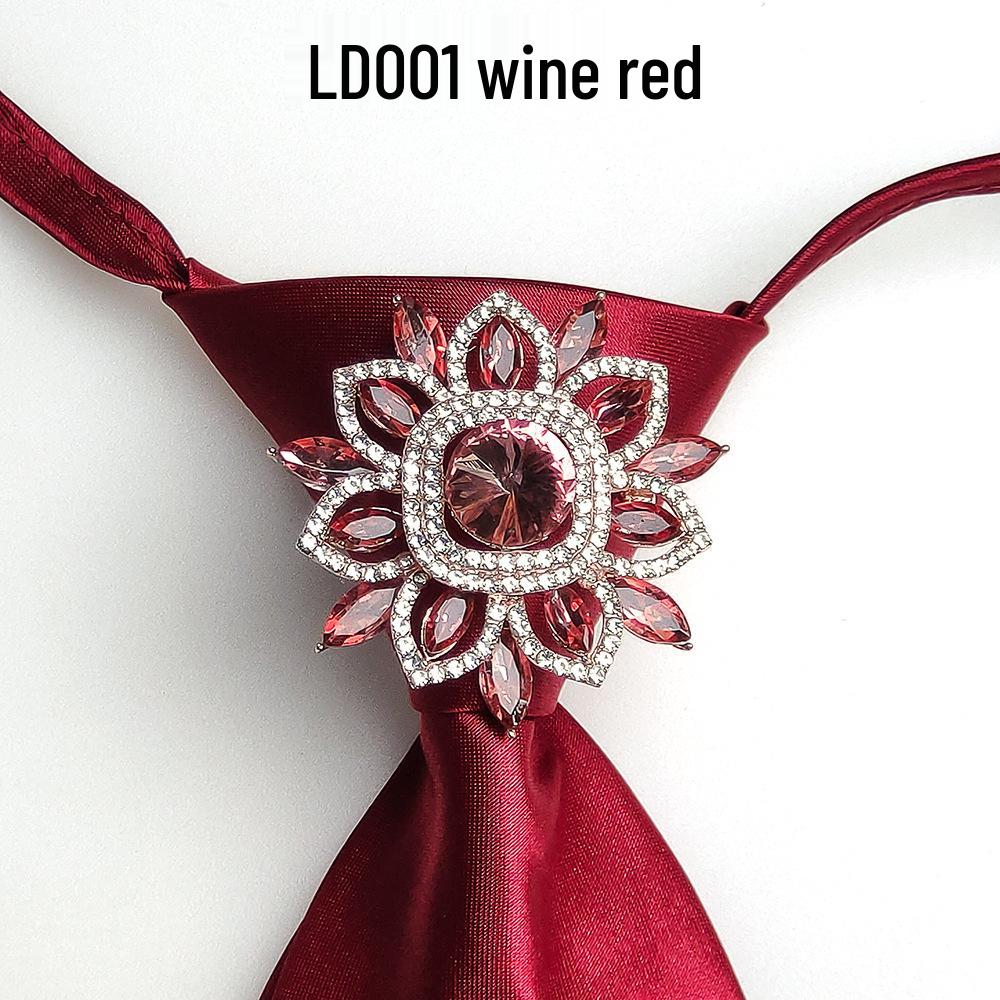 Japanese College Style No-Iron Bow Tie: Retro Crystal Accessory for Women and Girls