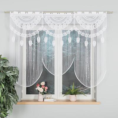 RANI - Färdiggjord jacquardmakramé - 60x120 cm - vit