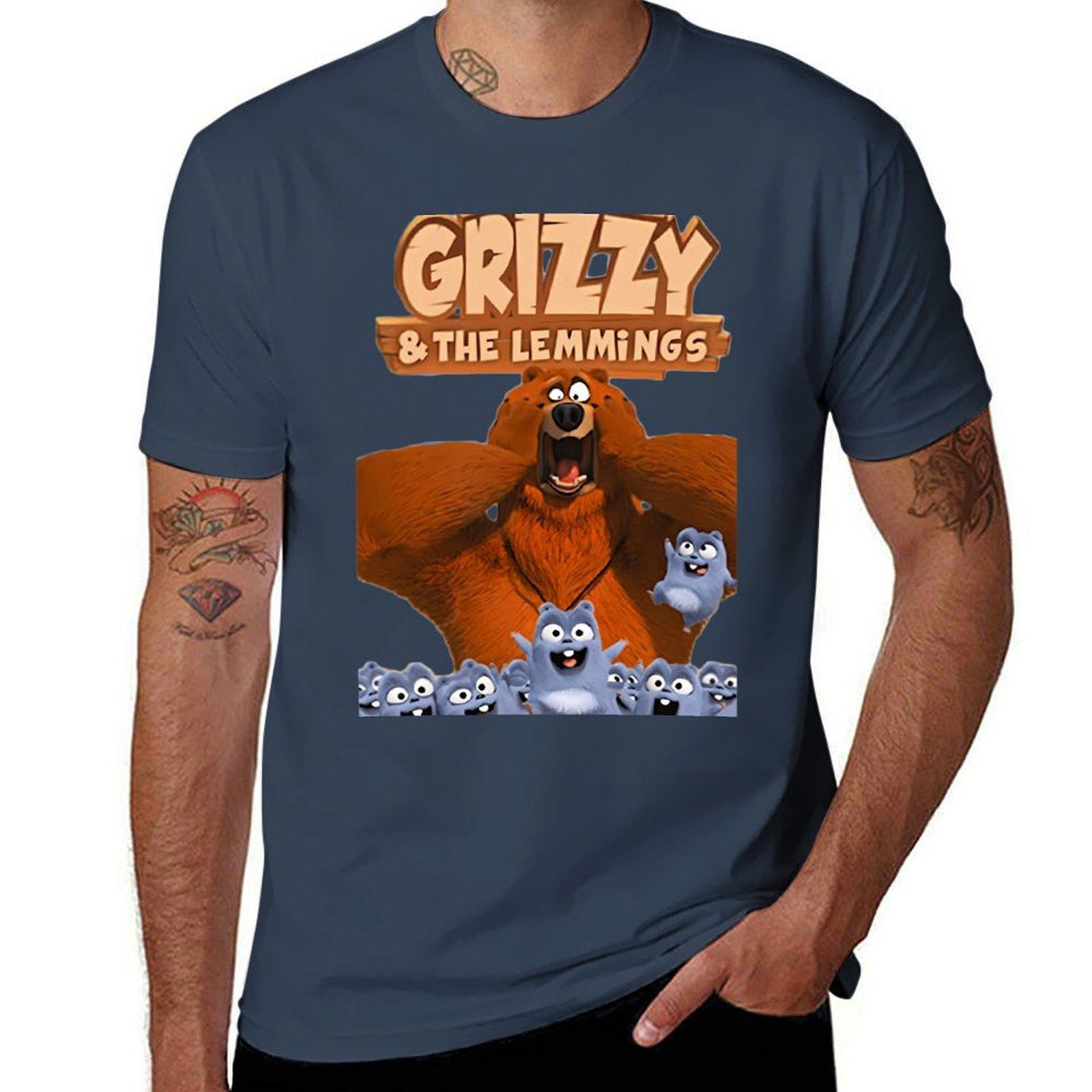 Grizzy And Lemmings Classic Tshirt Minimal Art Print Tshirt S