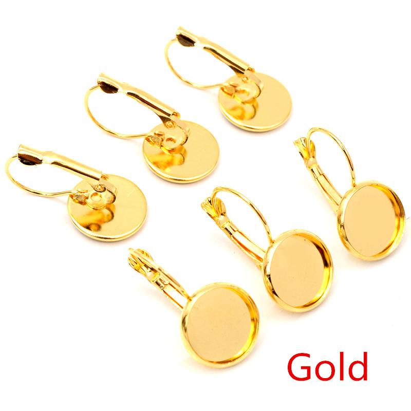 12mm 10pcs/Lot 13 Popular Colors Plated French Lever Back Earrings Blank/Base,Fit 12mm Glass Cabochons,Buttons;Earring Bezels