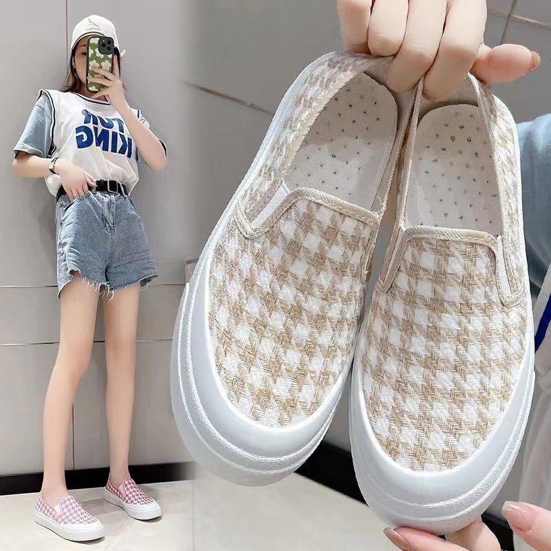 Student Shoes Women's High-heeled Canvas Shoes Breathable Fashion Versatile Board Shoes Trend Korean Version Casual