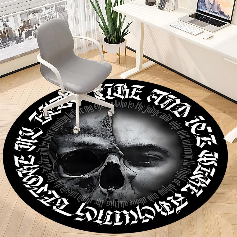 1pc Gothic Art Print Chair Carpet for Office, Round Non Slip Durable Large Size Office Carpet, Suitable for Office