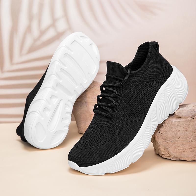 Flying woven elastic socks shoes shoes soft sole thick sole heightening couple breathable mesh deodorant casual sports shoes