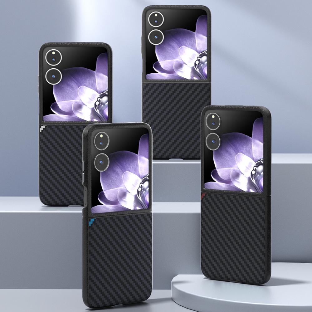 ABEEL For Xiaomi Mix Flip 5G Case Compatible with MagSafe Carbon Fiber Texture Back Cover