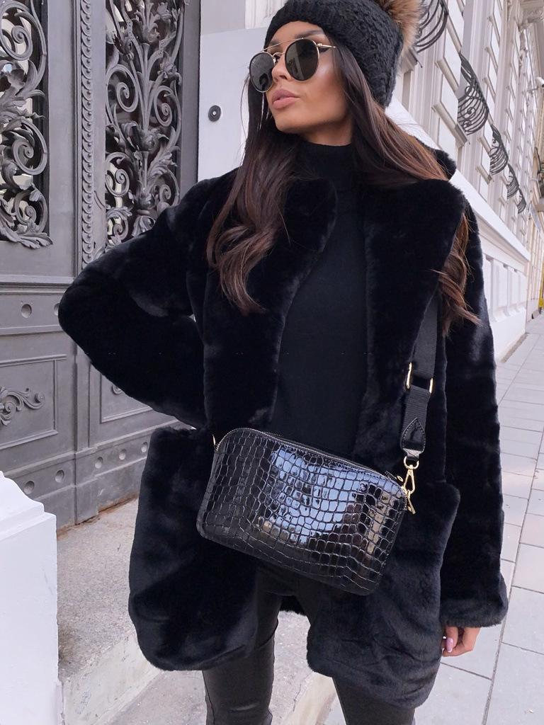 European and American temperament commuting long-sleeved lapel imitation fur jacket solid color warm large size coat women's casual versatile wome