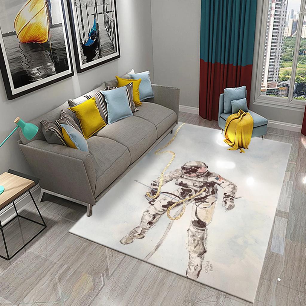 Astronaut Carpet Galaxy Universe Outer Space Moon Floor Mat Non Slip Rugs Door Mat Carpet for Living Room Bedroom Home Decor