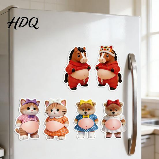 Animal Shaped Bumper 1 Pair 3D Elastic Belly Sticker Anxiety Stress Relief Cartoon Easy Install Decal with Fat Tummy Pinch Anti-collision Safety