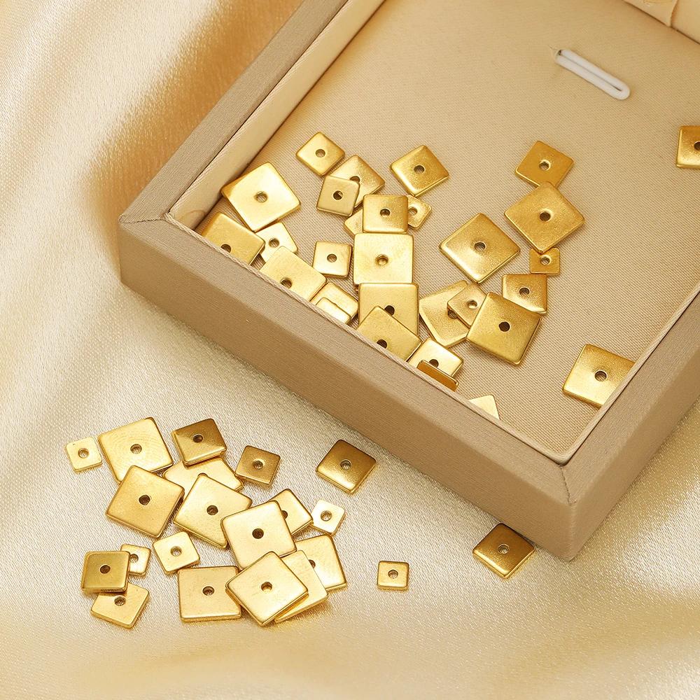 50 stuks Roestvrij Staal Goud Vierkant Platte Afstandhouders Kralen 4 mm 5 mm 6 mm 8 mm Losse Kralen Bedels voor Sieraden Maken DIY Armband Benodigdheden