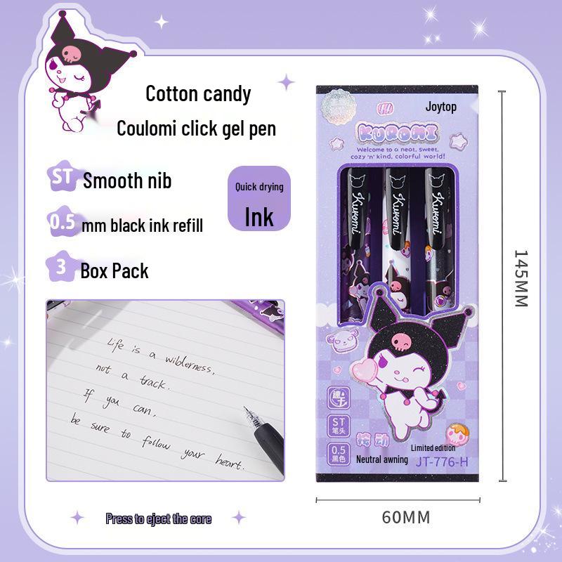 Hello Kitty Sanrio Black Click Pen - Student Exam Special, Smooth ST Nib