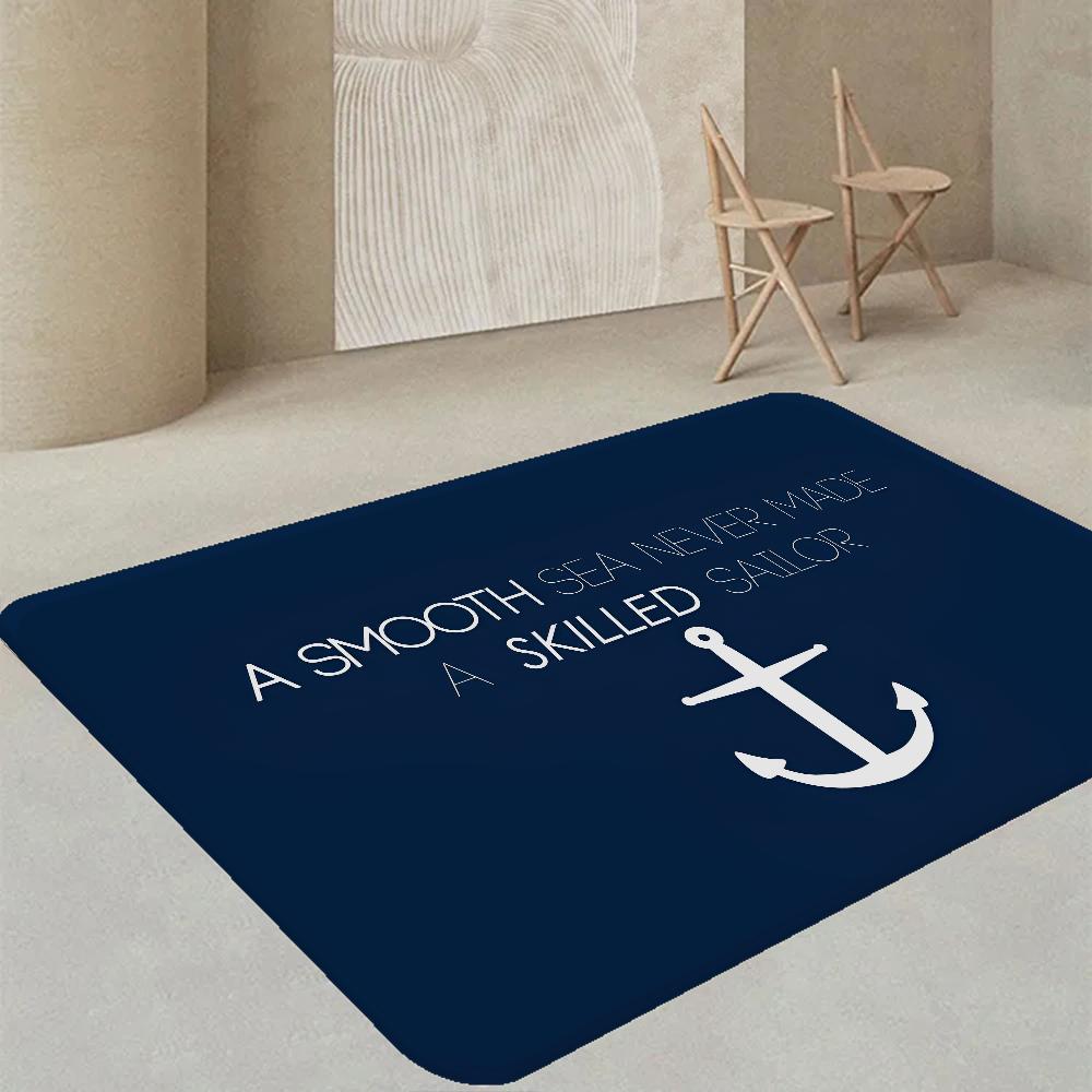 Alfombrilla de suelo con ancla náutica estilo INS suave para suelo de dormitorio casa lavadero alfombrilla antideslizante alfombras para zona de cabecera