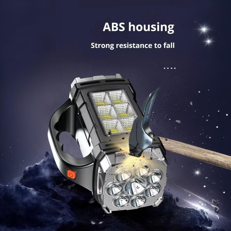 Led Flashlight Usb+Solar Rechargeable Flashlight Cob Outdoor Camping Torch Portable Searchlight Power Bank Outdoor