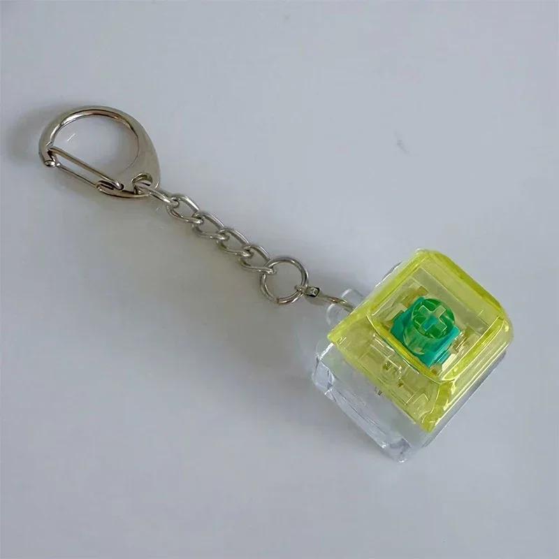 Fingertip Button Keychain Fidget Toy LED Keyboard Key Cap Key Chain Mechanical Switch Keyring Stress Relief Gadget